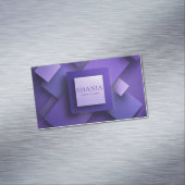 3Dテクスモダンチャ付きジオメトリックパープル マグネット名刺 (インサイチュ)