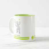 3Dテニス選手テニスラケットボールパーソナライズされた ツートーンマグカップ (正面左)