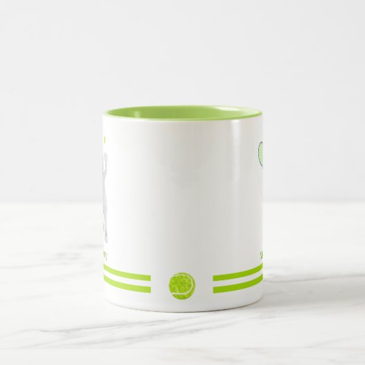 3Dテニス選手テニスラケットボールパーソナライズされた ツートーンマグカップ (中央)