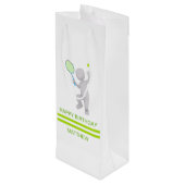 3Dテニス選手テニスラケットボールパーソナライズされた ワインギフトバッグ (裏面アングル)