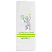 3Dテニス選手テニスラケットボールパーソナライズされた ワインギフトバッグ (裏面)