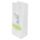 3Dテニス選手テニスラケットボールパーソナライズされた ワインギフトバッグ (正面アングル)