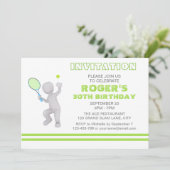 3Dテニス選手テニスラケットボールパーソナライズされた 招待状 (スタンド正面)