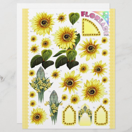 3Dデコページ – フローリード – 黄色のひまわり (正面/裏面)