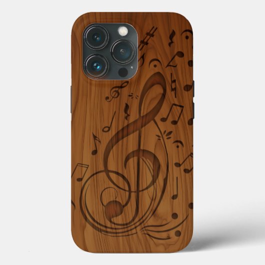 3Dデボスクレフ、 音符記号楽譜オン・ウッド Case-Mate iPhoneケース (裏面)