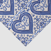 3Dデルフトタイルルックロマンチックなハート – ブルーオンクリーム 薄葉紙 (詳細)