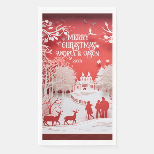 3Dトナカイと村の人 (正面)