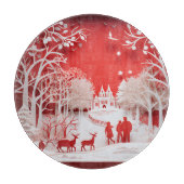 3Dトナカイと村の人 カッティングボード (正面)