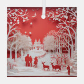 3Dトナカイと村の人 ガラスオーナメント (裏面)