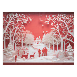 3Dトナカイと村の人 テーブルクロス