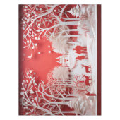 3Dトナカイと村の人 テーブルクロス (正面)