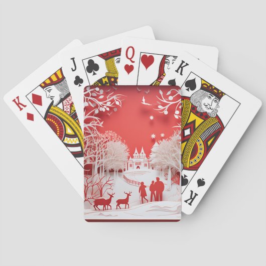 3Dトナカイと村の人 トランプ (裏面)
