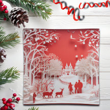 3Dトナカイと村の人