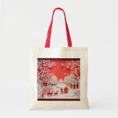 3Dトナカイと村の人 トートバッグ (正面)