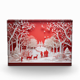 3Dトナカイと村の人 フォトブロック