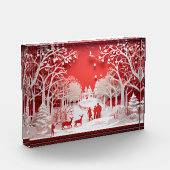 3Dトナカイと村の人 フォトブロック (左)