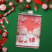 3Dトナカイと村の人 フラスク