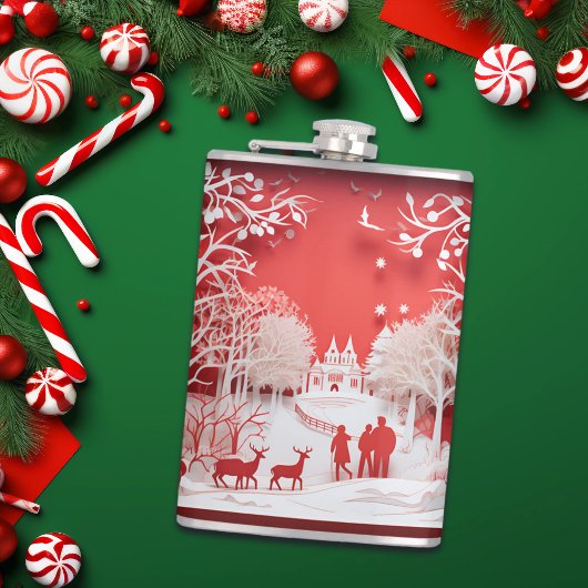 3Dトナカイと村の人 フラスク