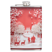 3Dトナカイと村の人 フラスク (正面)