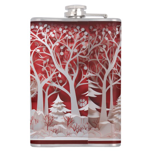 3Dトナカイと村の人 フラスク (裏面)