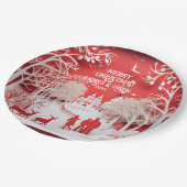 3Dトナカイと村の人 ペーパープレート (アングル)