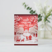 3Dトナカイと村の人 ポストカード (スタンド正面)