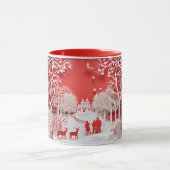 3Dトナカイと村の人 マグカップ (中央)