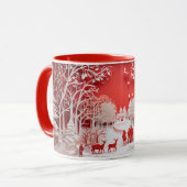 3Dトナカイと村の人 マグカップ (正面左)