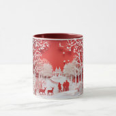 3Dトナカイと村の人 マグカップ (中央)
