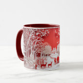 3Dトナカイと村の人 マグカップ (正面左)