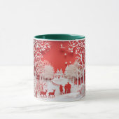 3Dトナカイと村の人 マグカップ (中央)