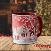 3Dトナカイと村の人 マグカップ