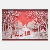 3Dトナカイと村の人 ラッピングペーパーシート (正面2)