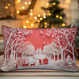 3Dトナカイと村の人 ランバークッション