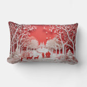 3Dトナカイと村の人 ランバークッション (正面)