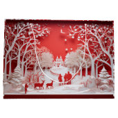 3Dトナカイと村の人 ラージペーパーバッグ (裏面)