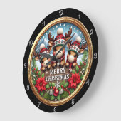 3Dトナカイのクリスマスオーナメント ラージ壁時計 (傾斜)