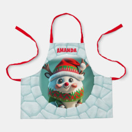 3Dトナカイのクリスマスパーソナライズされたキッズ エプロン