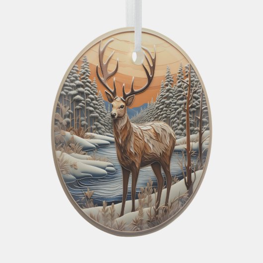 3Dトナカイクリスマスオーナメント ガラスオーナメント (正面右)