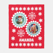 3Dトナカイパーソナライズされたクリスマスキッズフォトレッド フリースブランケット (正面)