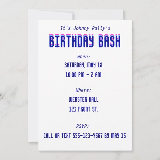 3Dトラのパーティの招待状 招待状 (裏面)