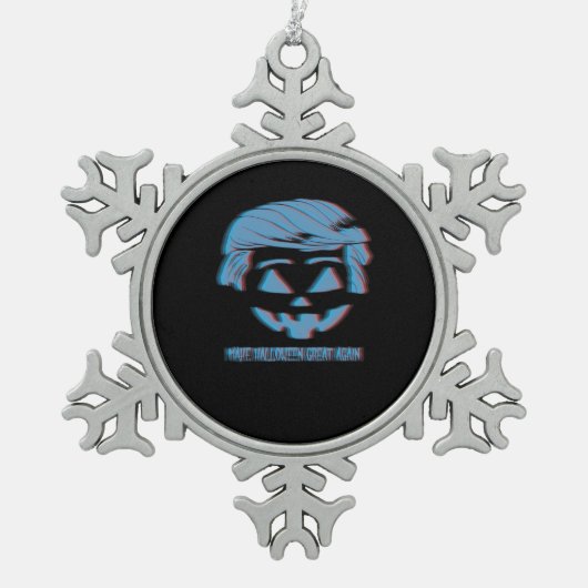 3Dトランプキンハロウィーンを再素晴らし開 スノーフレークピューターオーナメント (正面)