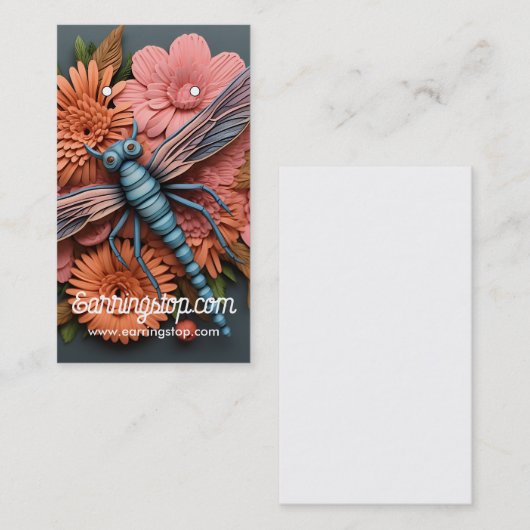 3Dトンボ模様イヤリングカード 名刺 (正面/裏面)