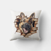 3Dドイツの羊飼い亀裂の穴 クッション (裏面)