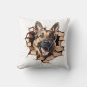 3Dドイツの羊飼い亀裂の穴 クッション (正面)