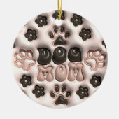 3Dドッグママムクリスマス セラミックオーナメント (正面)