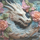 3Dドラゴンと花カスタム切りビニールのシール シール (正面)