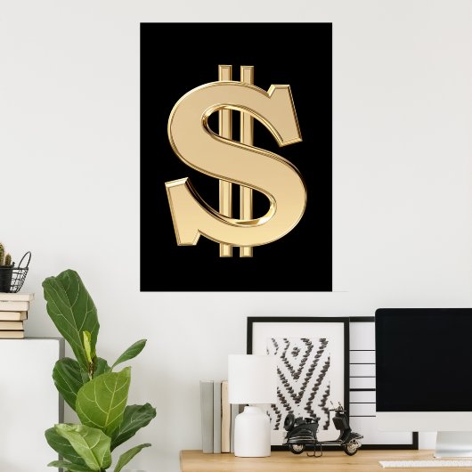 3Dドル記号 ポスター (ホームオフィス)