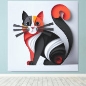 3Dネコのウォールアートエレガント：ネコの壁の装飾 キャンバスプリント (インサイチュ (ウッドフロア))