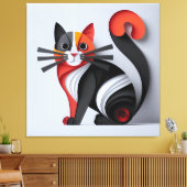 3Dネコのウォールアートエレガント：ネコの壁の装飾 キャンバスプリント (インサイチュ (リビング))